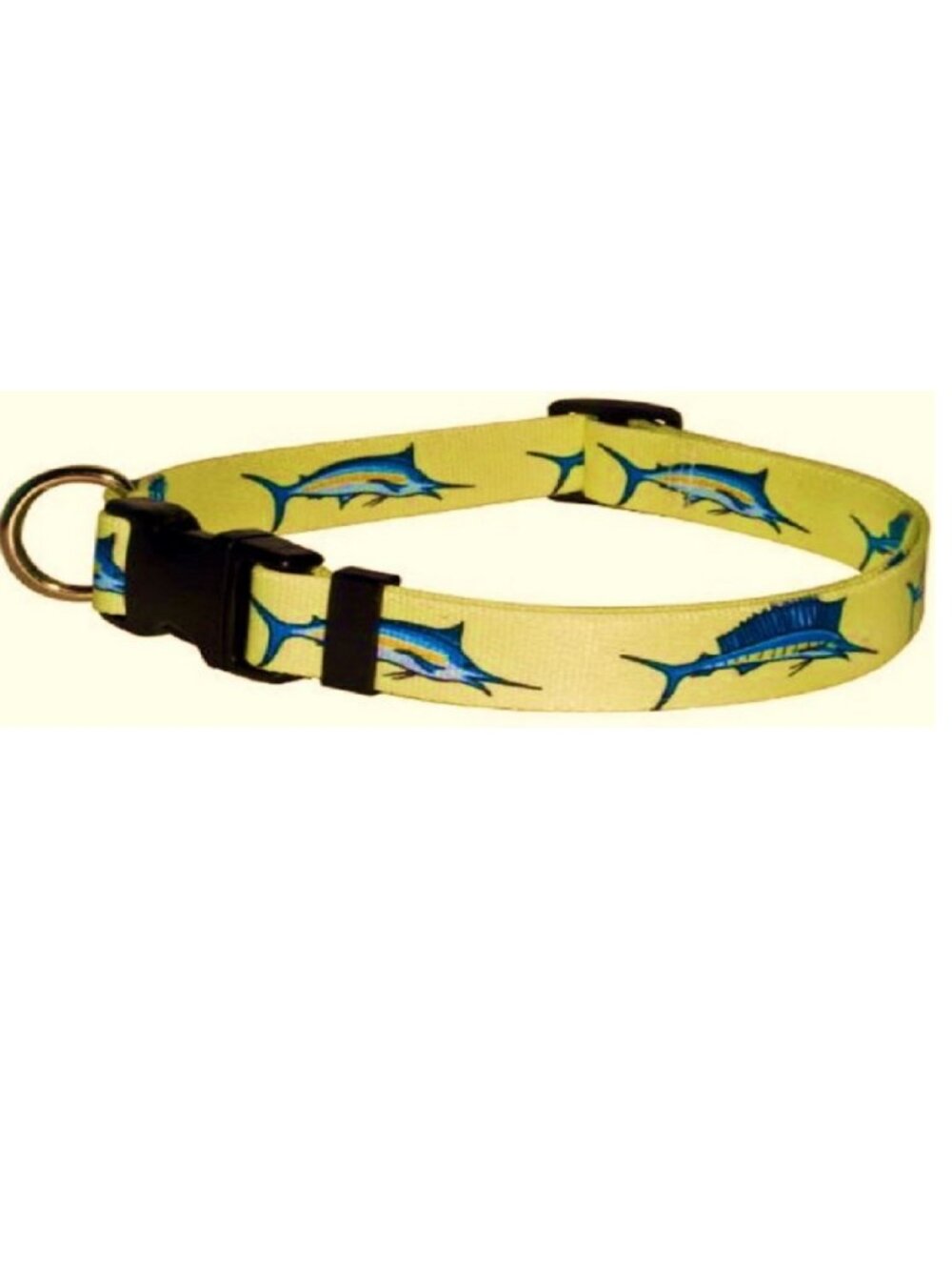 Yellow Billfish Washable Dog Collar by Yellow Dog Designs Sizes M - L